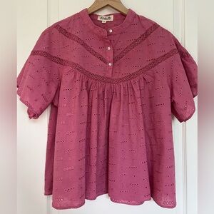 Listicle Pink Eyelet Blouse